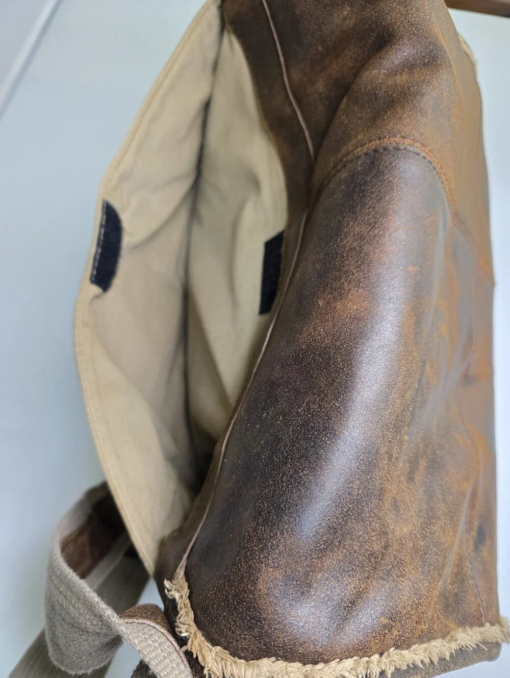 M Julian‎ Distressed Leather Messenger Bag Brown Rustic Laptop Satchel